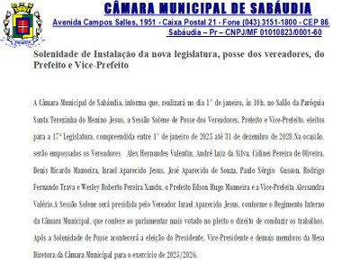 Convite de Posse dos Eleitos